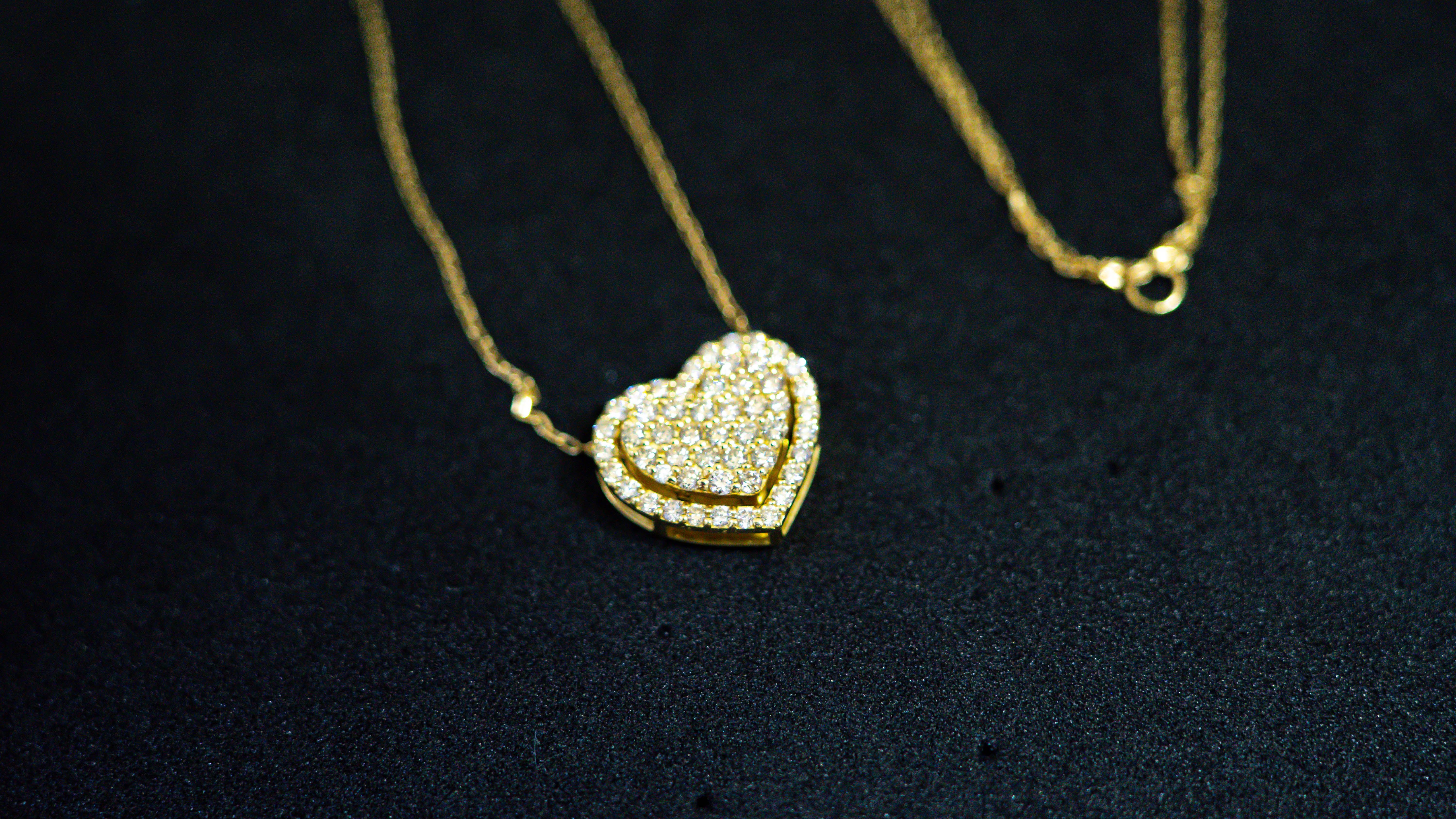 S-659 Diamond Heart Shaped Pendant Double Layer