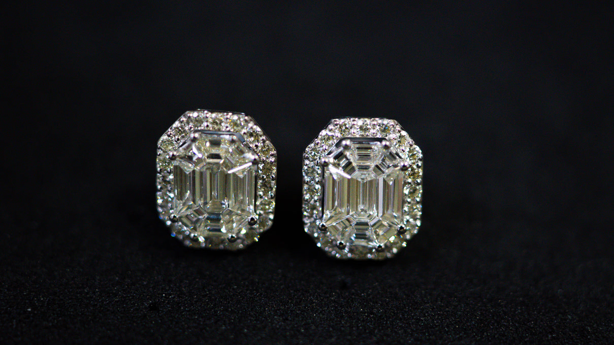 PE 6612 Diamond Earrings Radiant Cut